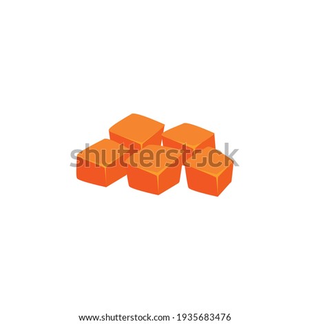 Sliced vegetables composition with flat isolated image of carrot cut into cubes vector illustration