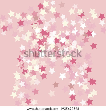 Neon Yellow Pink Multicolor Geometrical Shape Backdrop. White Pinky Sky Seamless Vector. Christmas Party Holiday Simple Original Night Background. Sweet Childish Stars Texture Illustration.