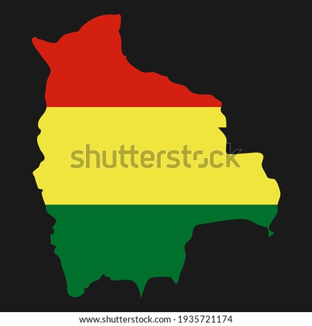 Plurinational State of Bolivia map silhouette with flag on black background