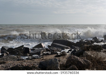 Splashing sea waves during a storm 