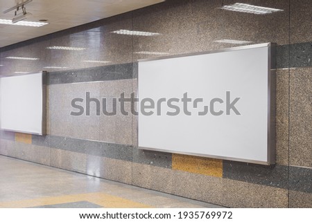 White mock up blank space display board for text, advertisement, announcement and communication on the wall in the public, business and marketing concept, design for brand and promotion