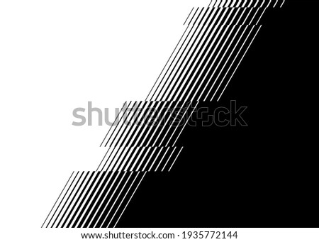 Smooth vector transition from black to white with straight broken lines. Modern vector background for transition from one image to another Royalty-Free Stock Photo #1935772144
