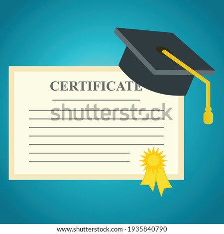 Graduation certificate with graduation cap