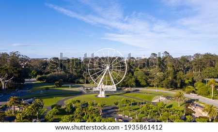 aerial photography of golden gate park, with a ferris wheel and the museum Royalty-Free Stock Photo #1935861412