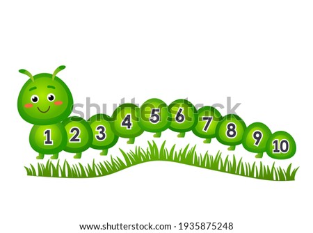 child study allowance for counting up to 10. cute caterpillar with numbers. vector illustration isolated on white background