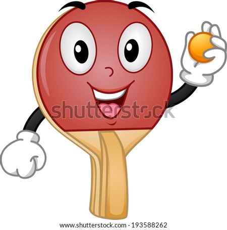 Mascot Illustration of a Table Tennis Racket Holding a Ball