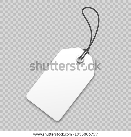 Realistic price tag. Special offer or shopping discount label. Retail paper sticker. Blank promotional sale badge. Vector illustration. Royalty-Free Stock Photo #1935886759