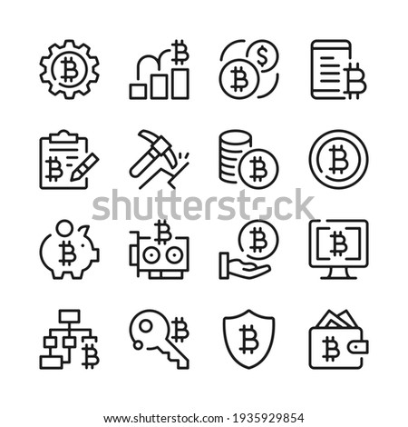 Bitcoin line icons set. Modern graphic design concepts, simple outline elements collection. Vector line icons Royalty-Free Stock Photo #1935929854