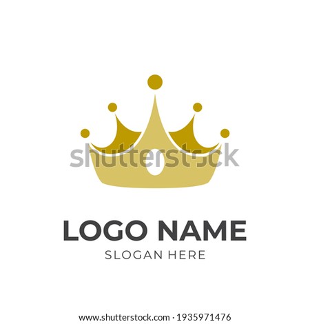 old crown logo template with flat brown color style