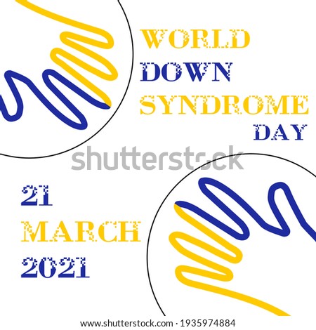 World down syndrome day with Blue and Yellow hand paint sign and face down syndrome sign vector banner design