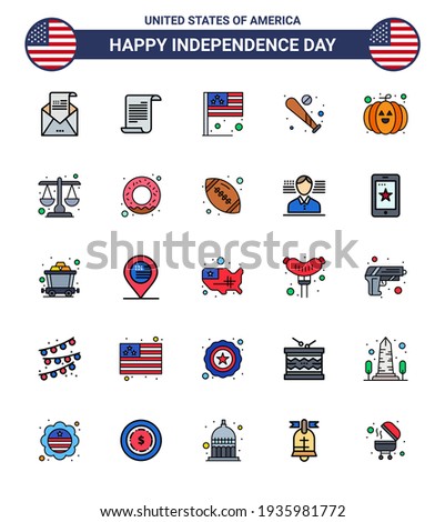 Pack of 25 USA Independence Day icon set