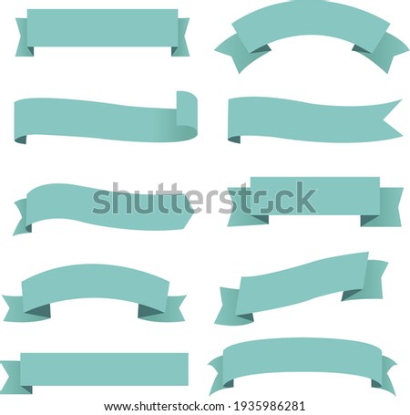 Big Set Mint Ribbon Isolated Transparent With Gradient Mesh, Vector Illustration