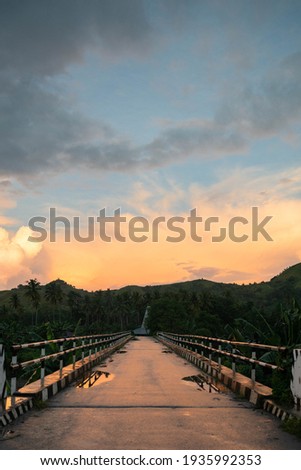 Beautiful sunrise on bridge in asia