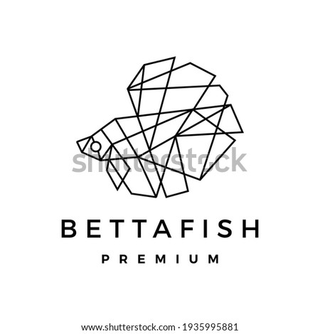 betta fish geometric polygonal outline logo vector icon illustration