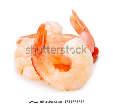 boiled shrimps isolated on white background Royalty-Free Stock Photo #1935998989