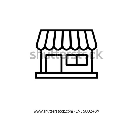 Shop flat icon. Thin line signs for design logo, visit card, etc. Single high-quality outline symbol for web design or mobile app. Shop outline pictogram. Royalty-Free Stock Photo #1936002439