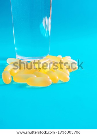 Fish oil tablets.  gel capsules. selective focus.medica