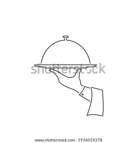Covered plate line icon. Vector illustration