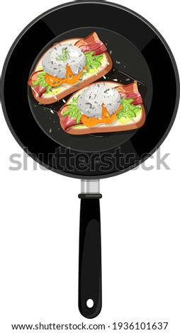 Breakfast in the pan isolated illustration