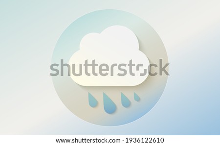 Weather icon of cloud with raindrops. Cartoon colorfull art vector illustration. Sticky symbol of forecast. Meteorological infographics sign. Web icon vector design. EPS10.