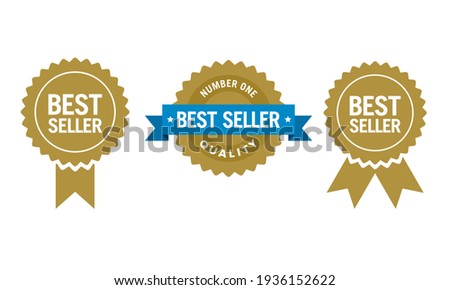 Flat vector illustration of a best seller sign label. Perfect for  design element of the best products and bestseller retailer. Simple top seller badge icon set.  Royalty-Free Stock Photo #1936152622