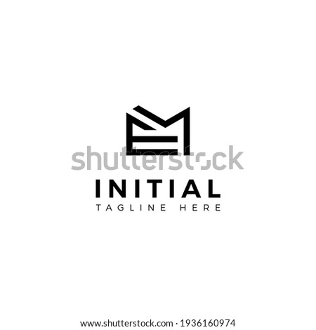 Logo design letters E and M. Simple modern. Vector template