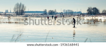 Frozen floodplains in the Netherlands during winter