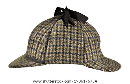 Sherlock Holmes hat, side view, isolated on white background Royalty-Free Stock Photo #1936176754