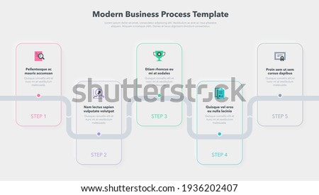 Modern business process template with 5 steps. Easy to use for your website or presentation. Royalty-Free Stock Photo #1936202407