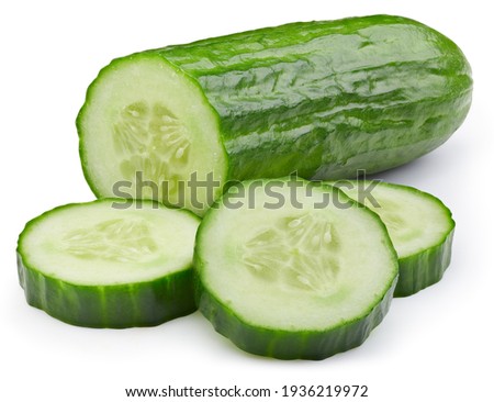 Cucumber slice isolated. Cucumber on white. Full depth of field. With clipping path Royalty-Free Stock Photo #1936219972