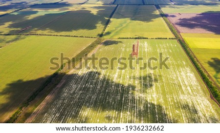 Aerial photography bird eye view of land farmland and nature landscape. Agriculture, view from above