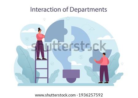 Interaction of departments concept. Business teamwork. Idea of partnership
