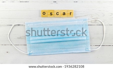 Oscar.words from wooden cubes with letters photo