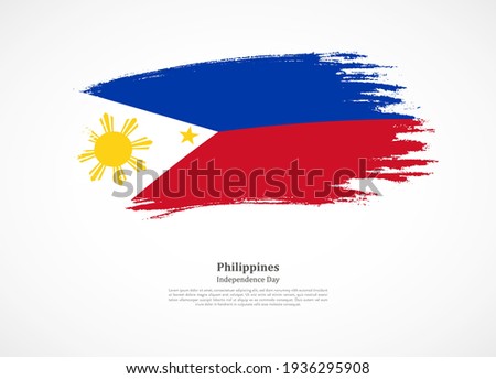 Happy independence day of Philippines with national flag on grunge texture