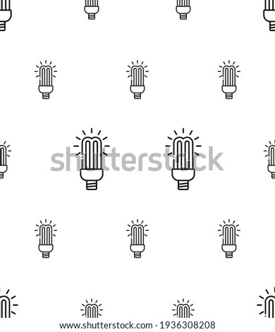 Cfl Lamp Icon Seamless Pattern, Compact Fluorescent Lamp, Energy Saving Light Lamp Vector Art Illustration Royalty-Free Stock Photo #1936308208
