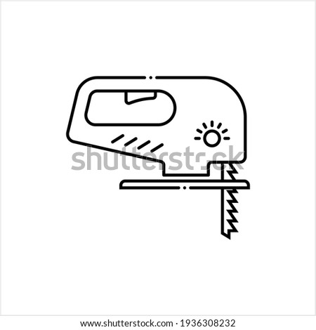 Jigsaw Machine Icon, Electric Reciprocating Blade Jigsaw Cutter Vector Art Illustration