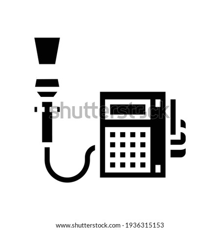 barcode scanner with pos terminal glyph icon vector. barcode scanner with pos terminal sign. isolated contour symbol black illustration