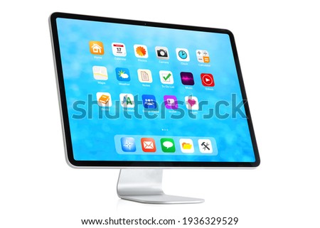 Modern desktop computer isolated on white
