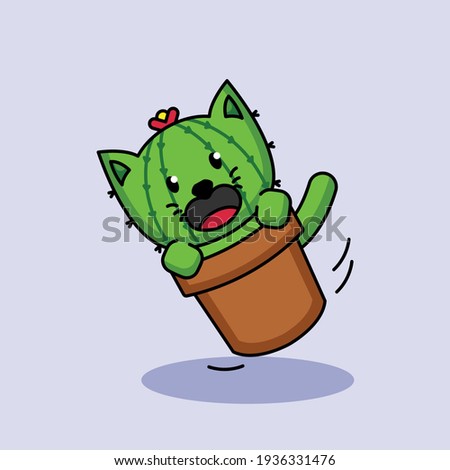 Cat cactus cute mascot design