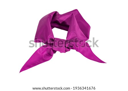 Silk scarf or pink tie isolate on white background close-up. Royalty-Free Stock Photo #1936341676
