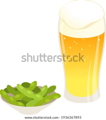 Vector illustration of beer and Green soybeans