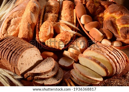 Bread table with the right lighting Royalty-Free Stock Photo #1936368817