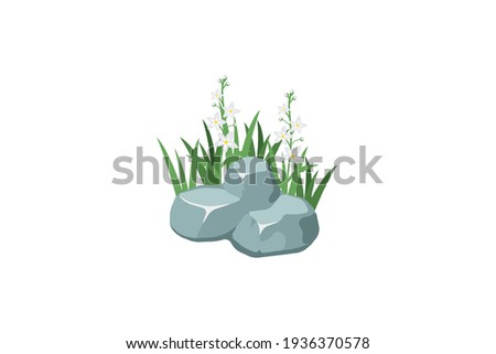 Spring Rocks White Flower Vector Icon