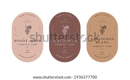 Vector set illustartion design labels for wine. Minimalistic and modern design Royalty-Free Stock Photo #1936377700