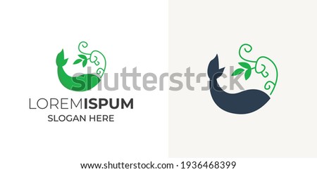 Fish and leaf logo design vector template. Modern fish logo design vector template 