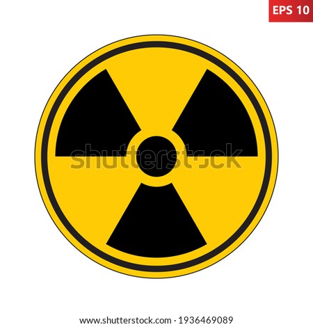 Radioactive hazard sign. Nuclear non-ionizing radiation symbol. Illustration of yellow circular warning sign with trefoil icon inside. Attention. Danger zone. Caution radiological contamination. Royalty-Free Stock Photo #1936469089