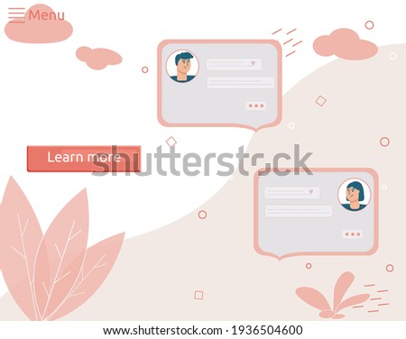 Couple Chatting Illustration for landing page. Colorful speech bubbles. flat design vector illustration