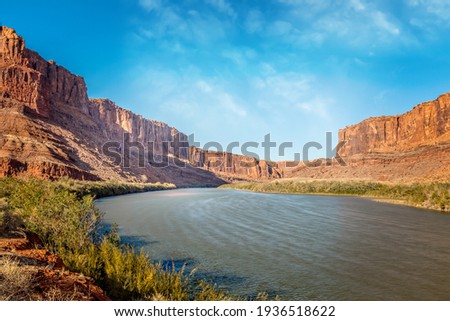 The tranquil Colorado river close to the Arches National Park in Utah Royalty-Free Stock Photo #1936518622