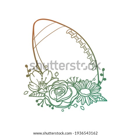 Football with Flowers Vintage Design. Ball Illustration Floral Vector.