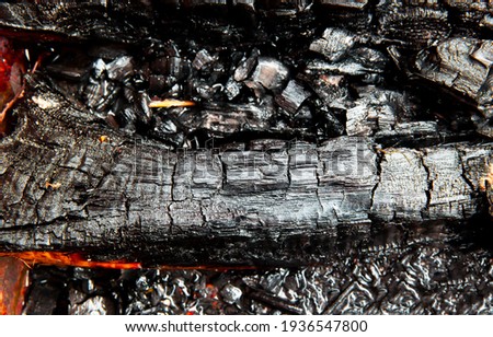 burnt smoldering black piece of wood 